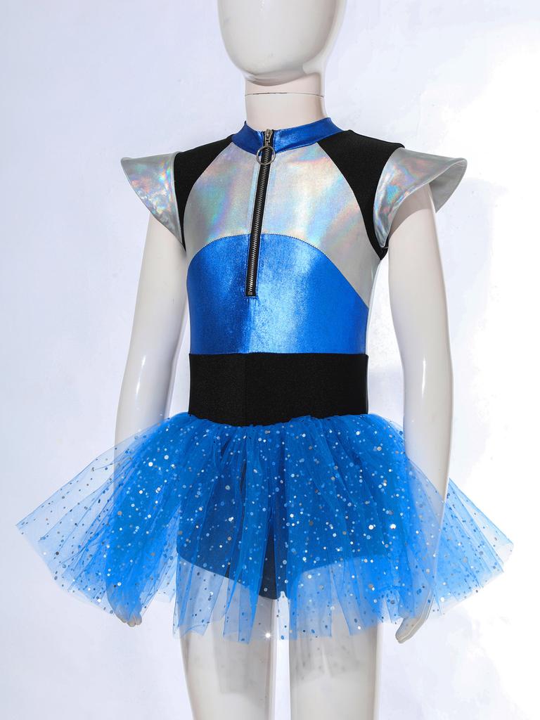 Copii Fete Costum Cosplay Extraterestru Rochie Majoreta Rochie Strălucitoare Tutu Dress Up Costume de Halloween