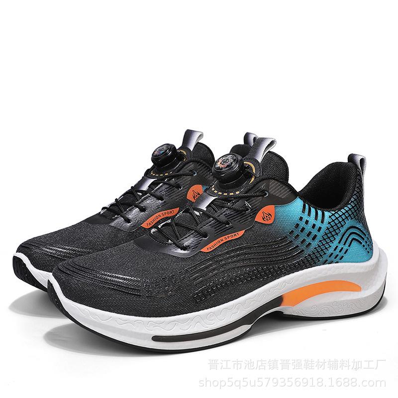 

Новый модный тренд сетчатые дышащие мужские туфли вращающаяся кнопка без шнурков спортивная обувь для улицы удобные кроссовки для бега 44