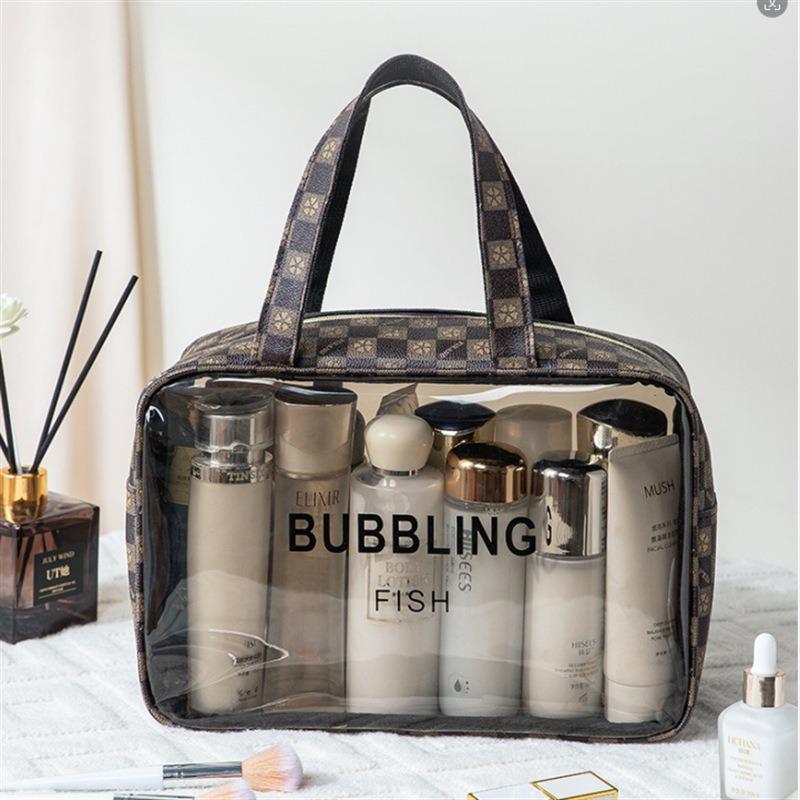 Large Capacity Waterproof PU Transparent Cosmetic & Toiletry Bag for Travel and Swimming