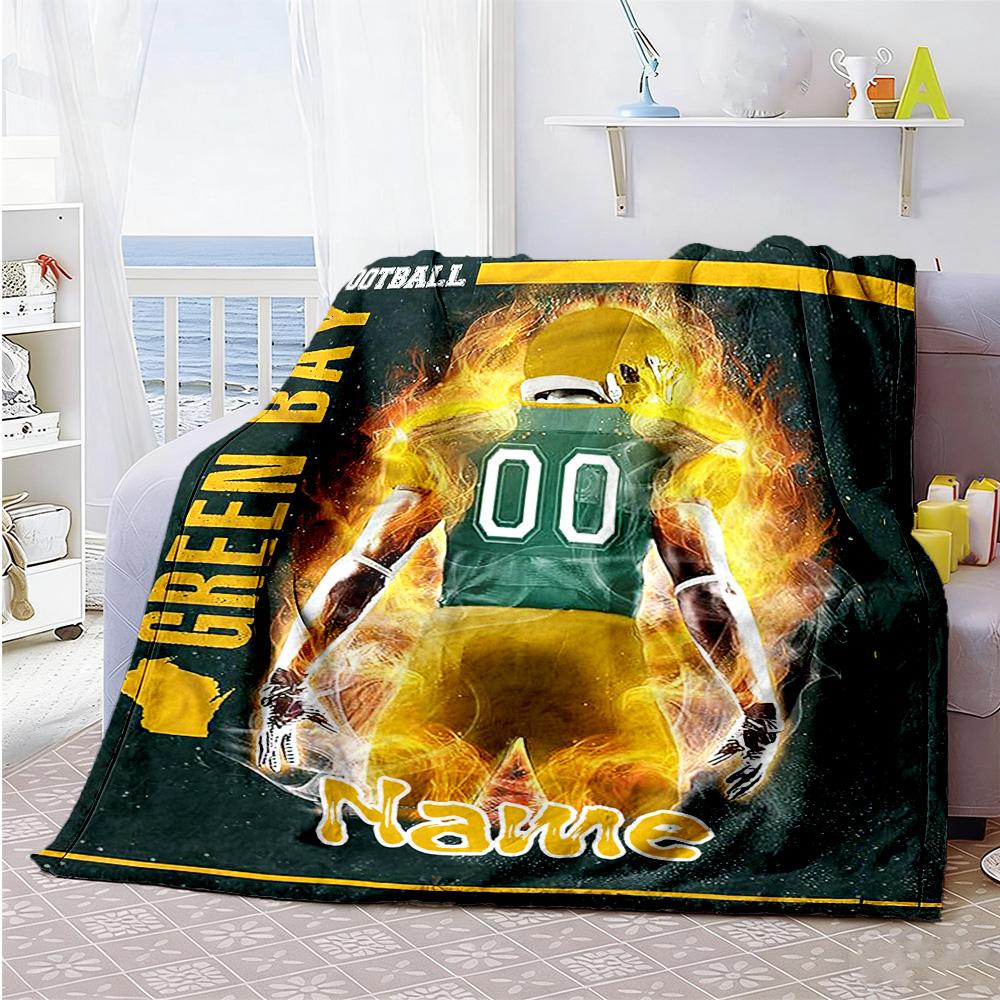 Fan Style Personalized Name Blanket Throw Personalized Blanket Comfortable for Home Decor Bed Bedding Livingroom Ideal for All Seasons