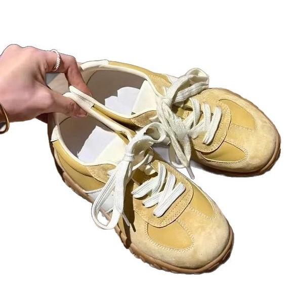 Cowhide version~ New small inner height increase German training shoes women's versatile lace-up casual sports shoes thick-soled Forrest Gump shoes