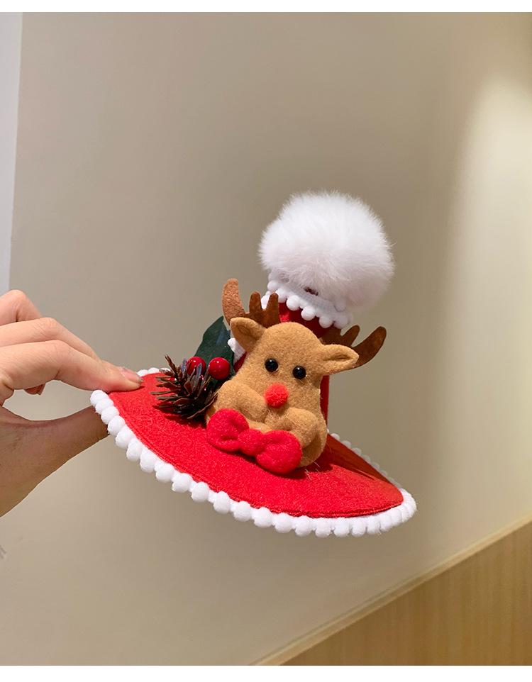 Women's Red 3D Bow Tie Reindeer Top Hat - Christmas Holiday Hair Accessory