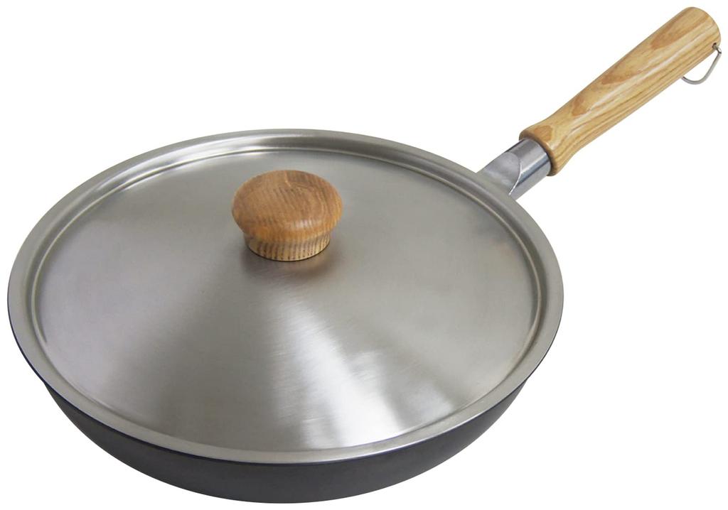 Urushiyama Metal Industry Frying Pan Made of Stainless Stylish Wood Knob That Can Also Be Used On Iron Frying Made In Frying Pan Stainless Steel Lid