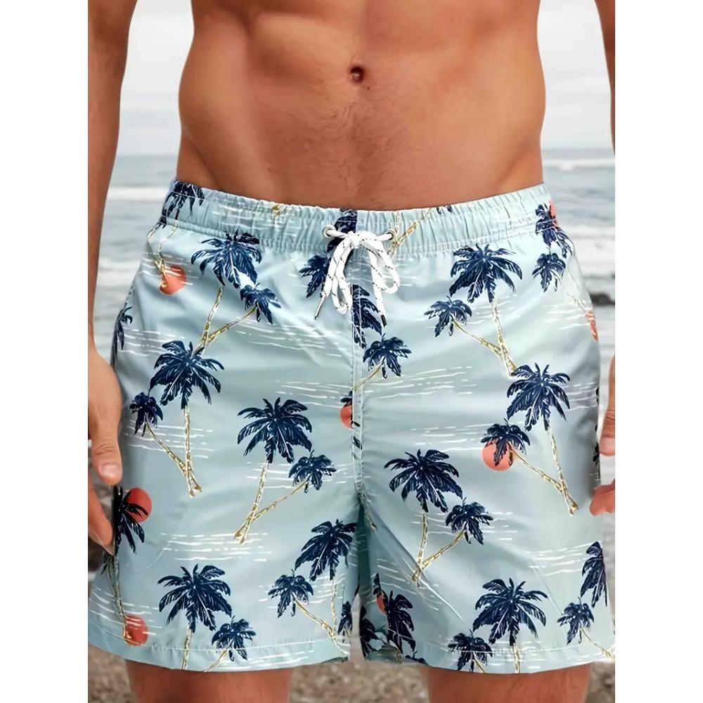 Trendige Strandshorts mit Palmenmuster für Herren Mode Sommer Urlaub 3D Gedruckte Kurze Hose Lässige Übergroße Badeshorts