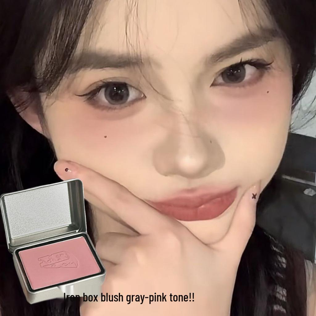 

Square Tin Blush - Single Color, Creamy, Low-Saturation Contour Powder, Long-Lasting Rouge for a No-Makeup Look, Ideal for Students and Parties.
