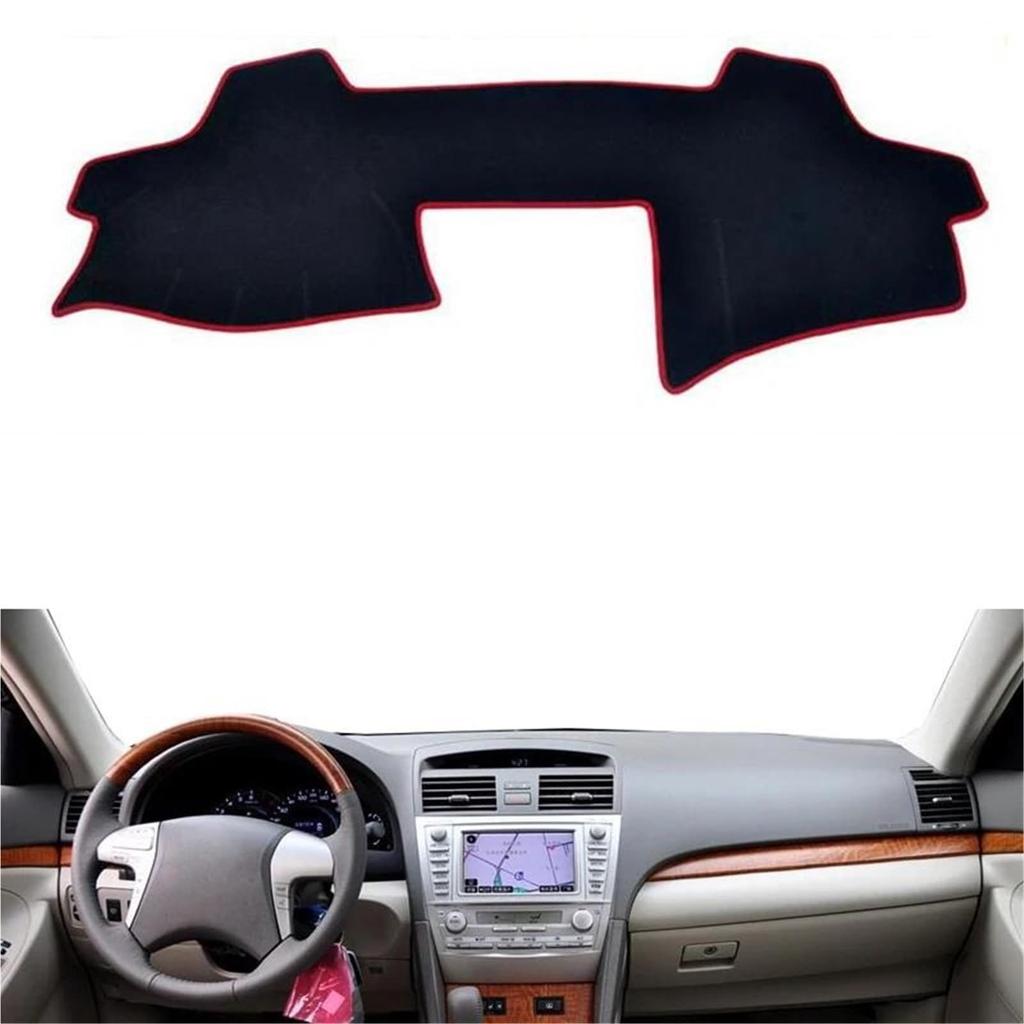 Center Console Car Dashboard Mat Carpet Decorative Non-slip Mat Windshield Sunshade Fit Toyota Camry For XV40 2007-2011 (Red,RHD)