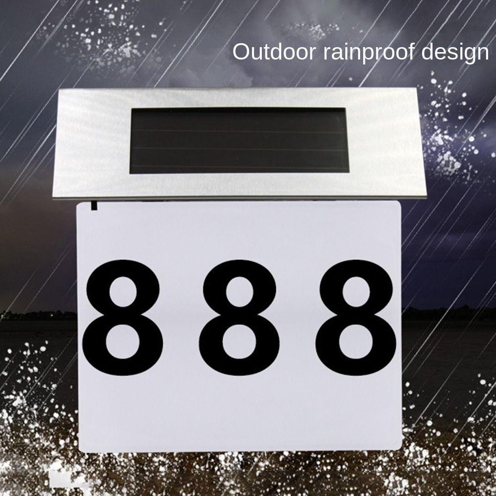 Solar-Powered LED Door Sign Light Stainless Steel Moisture-proof Home Door Number Lights Single Color High Brightness