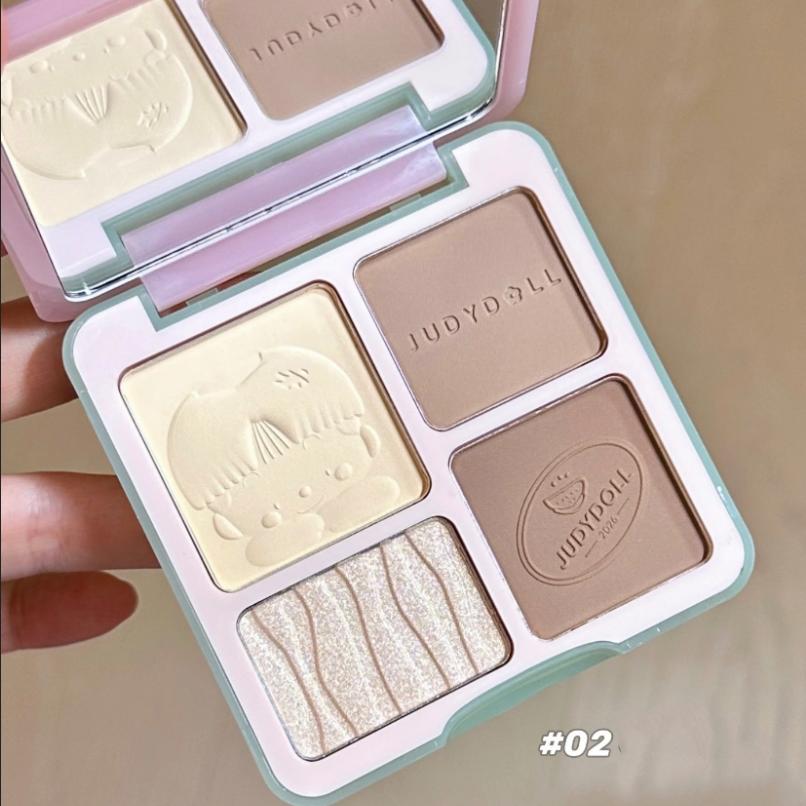 Judydoll Highlighter Contour Palette Make-up Mattes Highlight & Natürlicher Schatten,Gesichtsmodellierung für Nase, Wangen Aufbaubar Langanhaltend
