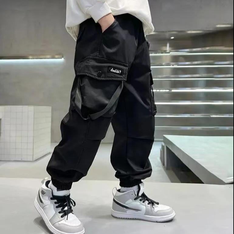 Chlapecké podšívkované pracovní kalhoty na podzim a zimu, pouliční ohromující kalhoty 4-16 let