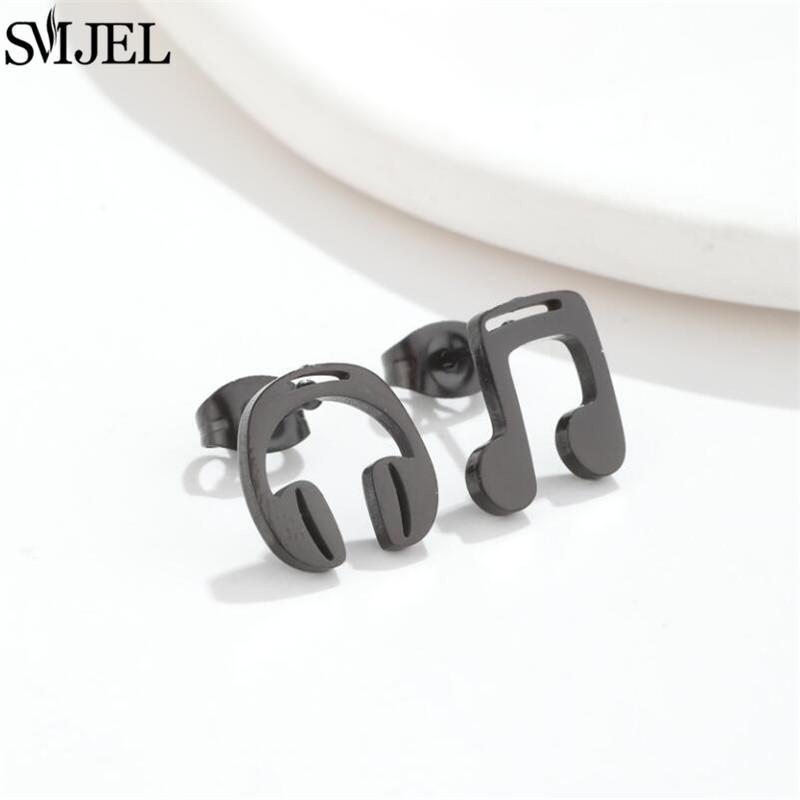 SMJEL Gold Stainless Steel Earrings Geometric Women Cute Leaf Star Footprints Mandala Cactus Earings Jewelry Small Studs Gift