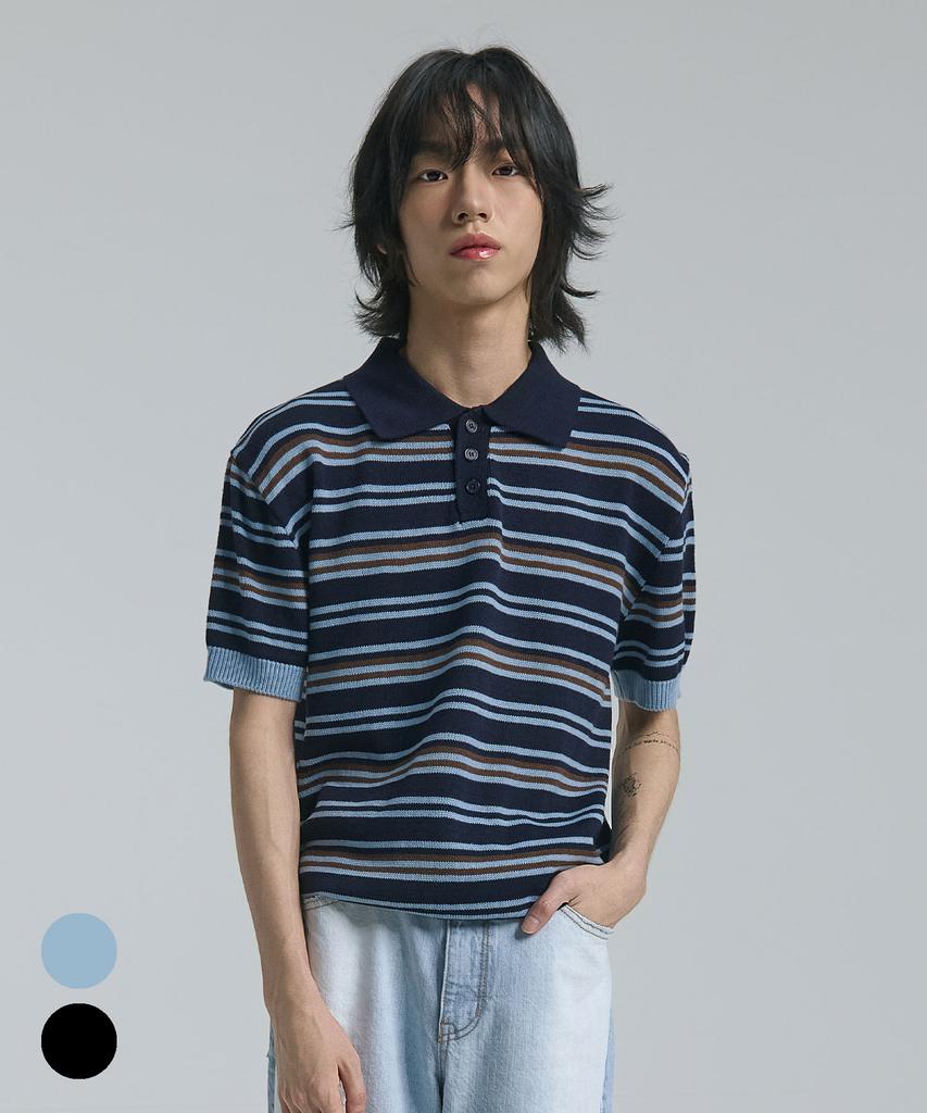 TEN PAST SEVEN Multi-Stripe Short Sleeve Knit (2 Colors)