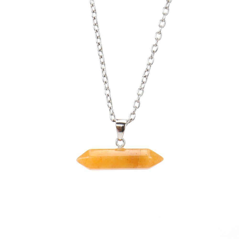 Creative Natural Stone Crystal Amethyst Agate Hexagonal Column Hexagonal Prism Six Pendant Necklace N668