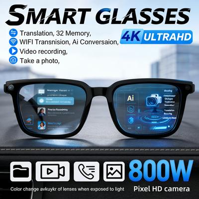 2026 Neue KI-Smartglasses KI-Übersetzung 8MP HD-Kamera 4K-Aufnahme Bild Bluetooth-Anrufaufnahme Musik Intelligente Sonnenbrille