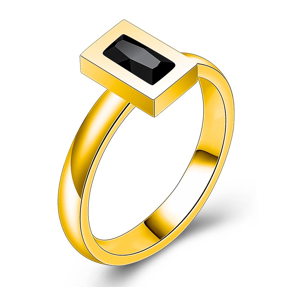 New Fashion Black Square Crystal Brand Jewelry Accessories Ring Unique Stainless Steel Rings for Women