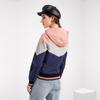 Women Spring Autumn Hooded Long Sleeve Color-block Drawstring Thin Trench Coat S-XXL