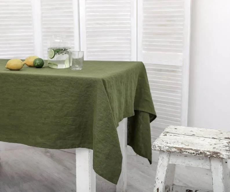 100% Puur Linnen Rechthoekige Tafelkleden voor Eetkamer Buffet Feesten Picknick Evenementen en Restaurants Effen Kleur Tafelkleed Decoratief 135x240cm