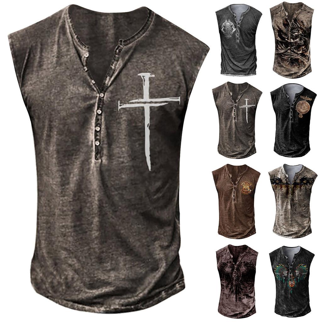Mens Summer Surf Beach Tank Top Large Size Casual Breathable Sleeveless Top Loose Print Tank Top Man Shirt