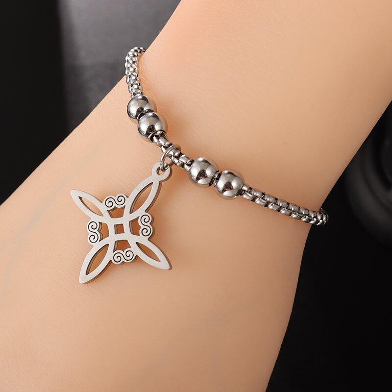 Delicate Shiny Zircon Star Bracelet for Women Simple Gothic Dark Angel Wings Trend Jewelry Girls Gift