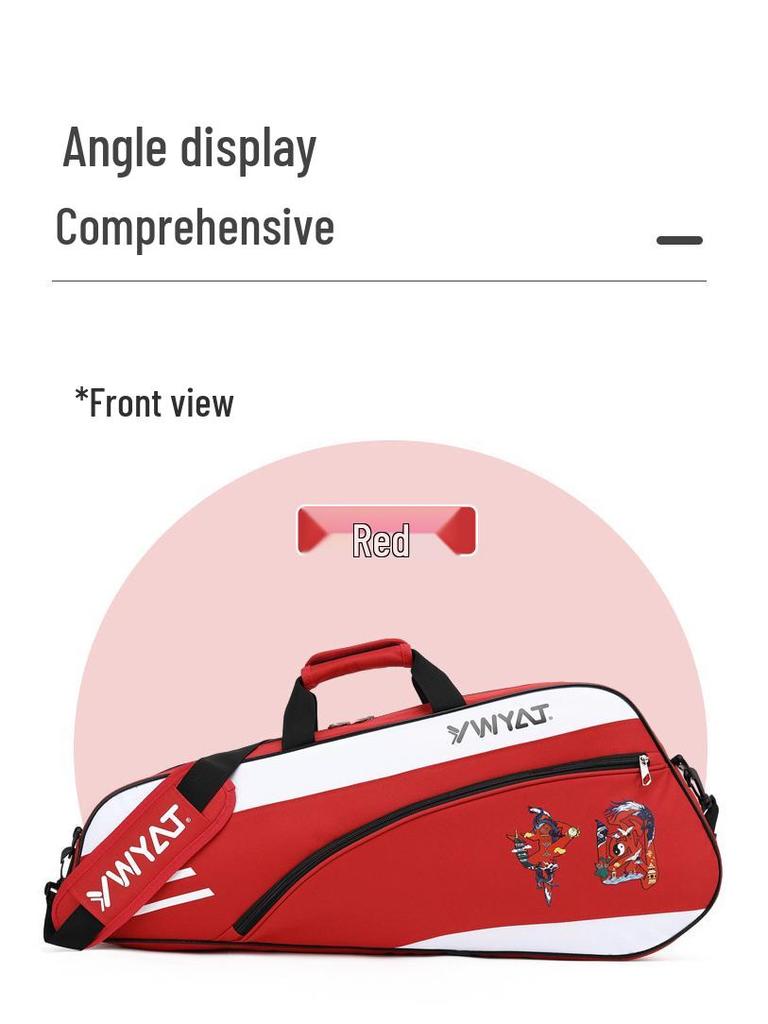 Ywyat Waterproof Chinese-Style Badminton & Tennis Racket Bag - Portable Single Shoulder 3-Piece Storage C211