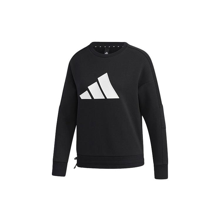 (WMNS) adidas Str Sweat Athleisure Casual Sports Printing Logo Round Neck Pullover Black Hoodie Women s GP0718 S