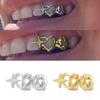 Punk Hip Hop Hollow Heart Teeth Caps for Women Men Vintage Silver Double Love Star Tooth Grills Couple Jewelry Accessories