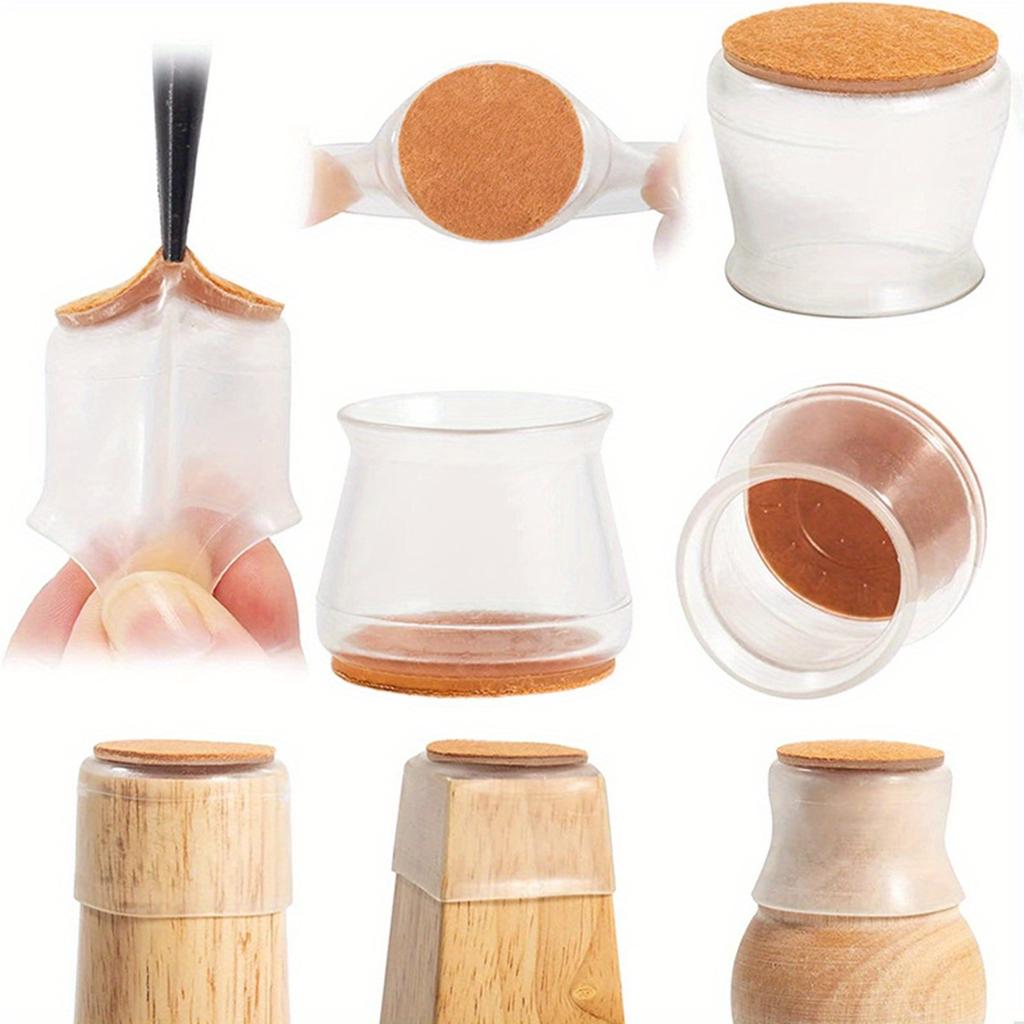 4pcs Chair Leg Floor Protectors, Silicone Chair Leg Covers, Small Floors Felt Pads Reduce Noise, Furniture Accessories