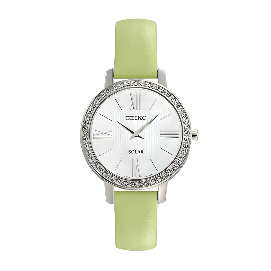 

Женские часы - Циферблат из белого перламутра Зеленый кожаный ремешок Кварцевые SUP463P1