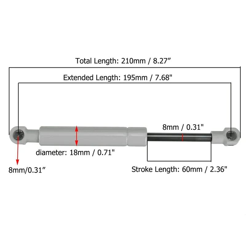 2pcs 200-380N 195mm 8mm Car Gas Strut Bars Gas Spring Hood Support Rod Shock Lift for RV Bed Window Bus Caravans