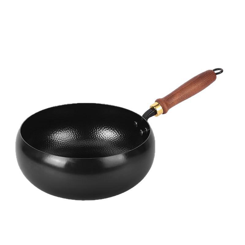 Handcrafted Zhangqiu Iron Belly Wok: Uncoated, Non-stick, Small Iron Frying Pan for Household Use.