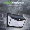 208/100 LED Solar Wall Lamp Waterproof Wireless Security Motion Sensor Light 3 Light Modes for Garden Pathway Walkway Front Door
