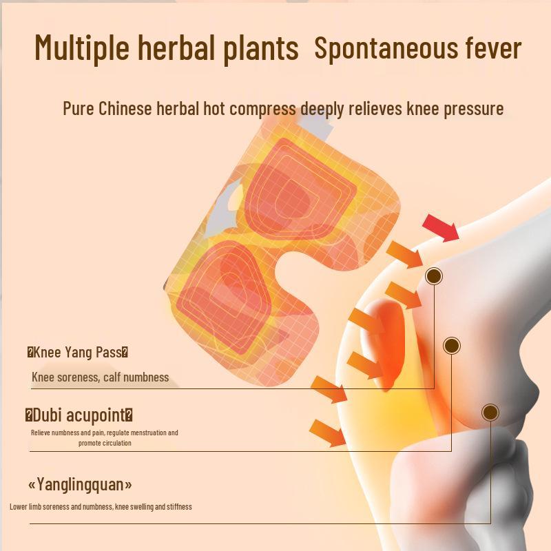 Jiuzhitang Motherwort Heated Knee Pads - Warm Steam Moxibustion Knee Patches for Cold Protection