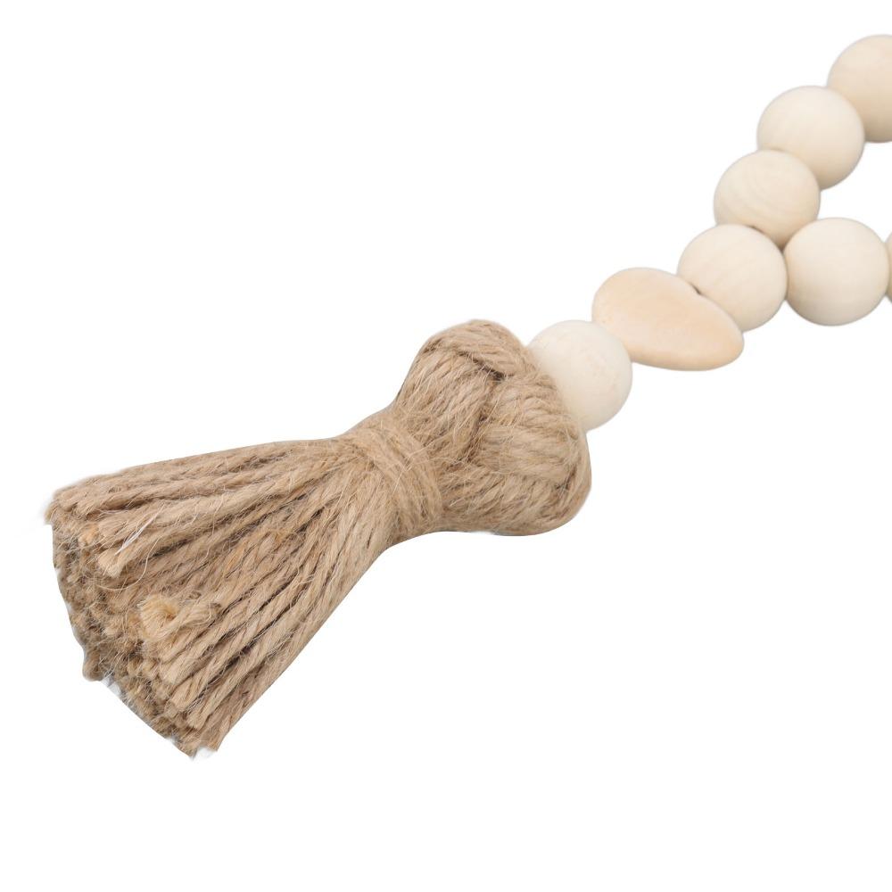 Light Brown Farmhouse Wooden Bead Strand Hanging Tassel Bead Ornament Tray Tabletop Bead Layout