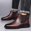 Men’s Chelsea Motorcycle Boots Western Boots Black Brown Short Leather Boots Casual Street Style Cool Ankle Boots Plus Size