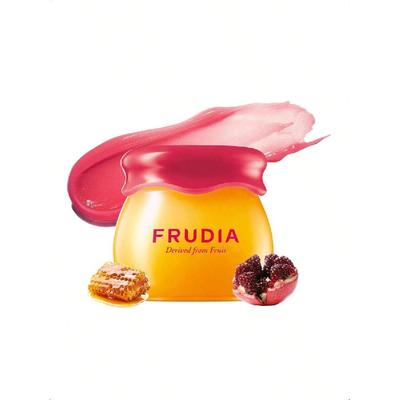 FRUDIA Balsamo Labbra al Miele e Melograno 10ml, Effetto Rimpolpante, Tinta Traslucida Rossa, Balsamo Labbra Coreano 3-in-1 Realizzato con Estratti di Melograno per Labbra Secche