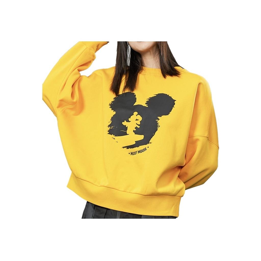 Li-Ning Disney X  Kungfu Mickey Sports Casual Pullover Hoodie Women Hoodie Mustard-Yellow AWDQB88-2