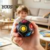 Educational Rainbow Balls Football Fidget Toy with 12-Holes, Stress Relief Press Ball Sensory Handheld Reliever Toy, Mini Push for Adults and Kids