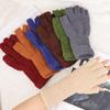 Thicken Plush Warm Gloves Solid Color Coral Fleece Touchscreen Fingerless Glove for Women Winter Half Finger Writing Mittens