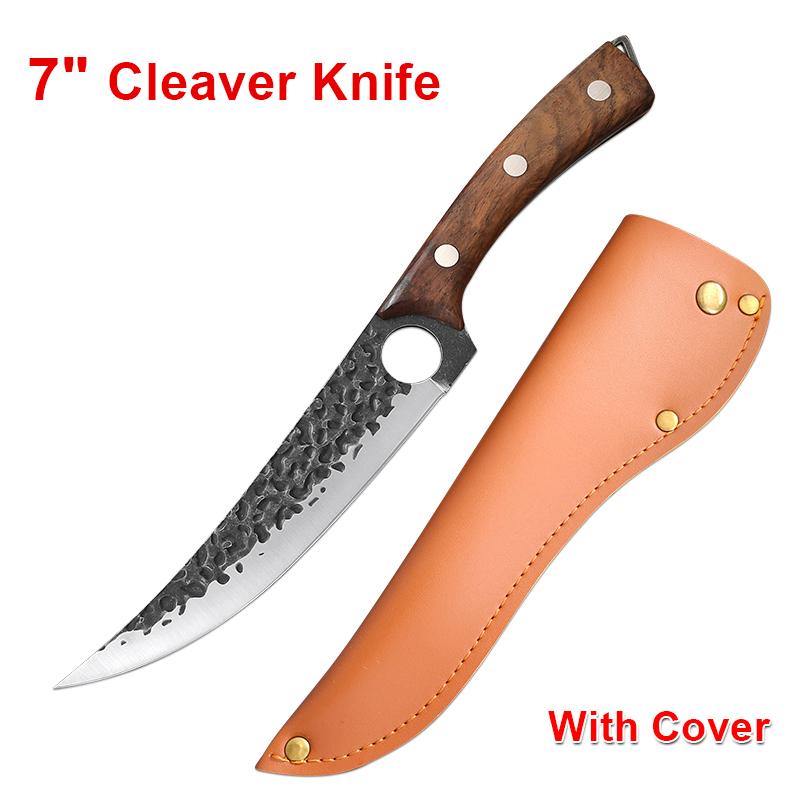 

Нож для разделки мяса с кованым лезвием, кухонные ножи для нарезки куриного мяса, поварской нож из углеродистой стали, деревянная ручка, топор, инструменты для мяса