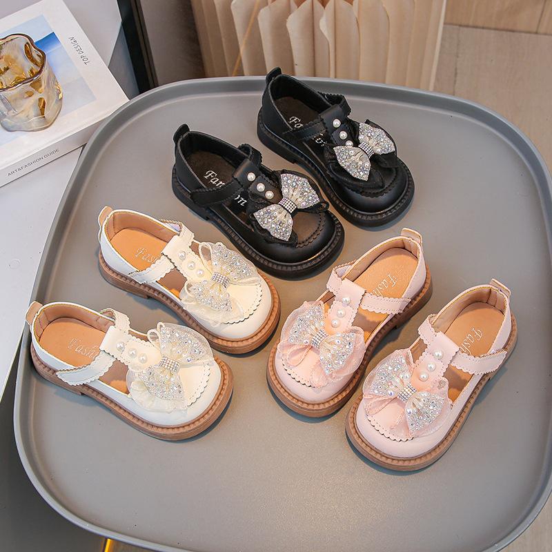 Autumn New Style Fashionable Bow Girls Comfortable Soft Sole Leather Shoes