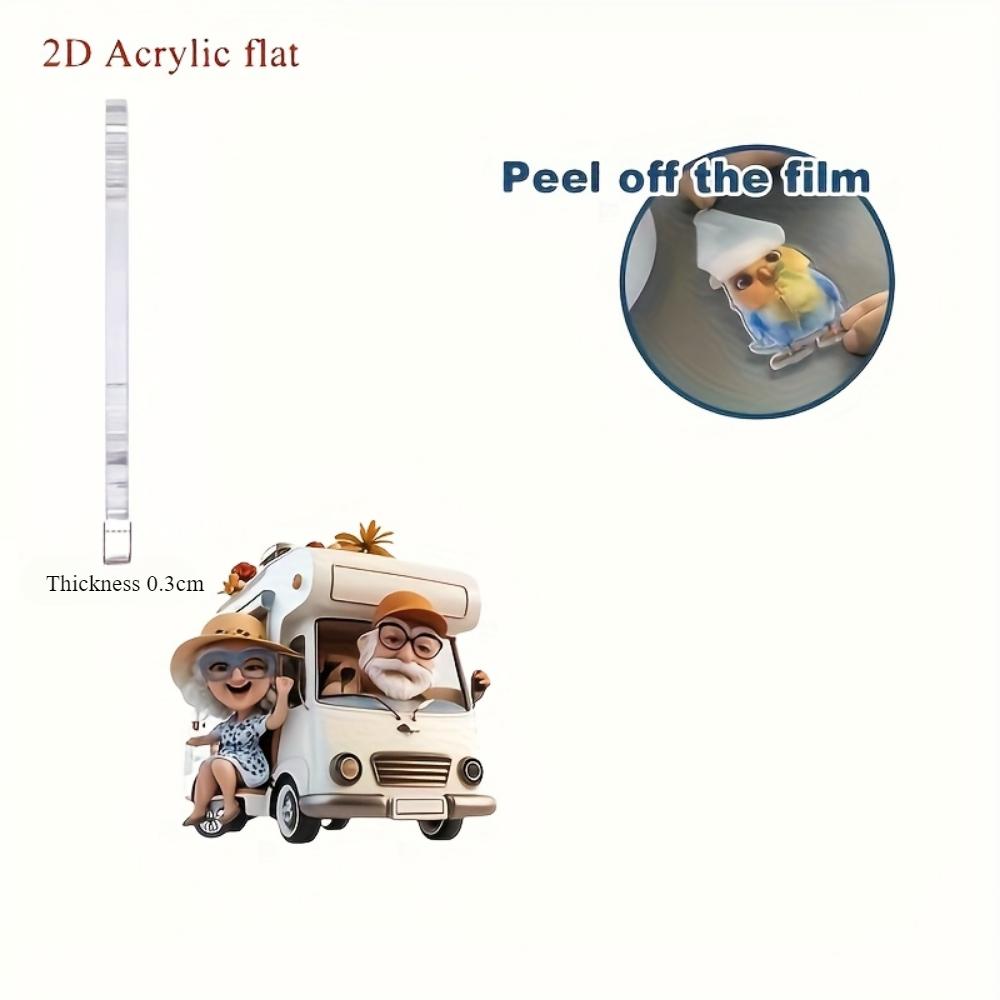 Breloc acrilic plat 2D amuzant pentru bunici, călătorie cu RV, acrilic, potrivit pentru decorarea rucsacului și a cheilor de mașină, decorațiune pentru petrecerea de sărbători