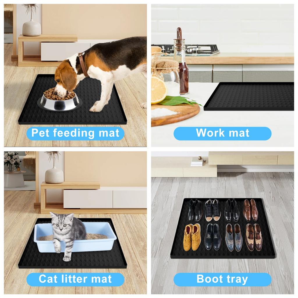 60x60cm Fridge Silicone Mat Mini Fridge Drip Pan with 0.8 Inch Raised Edges Under Refrigerator Floor Protector Furniture Pad