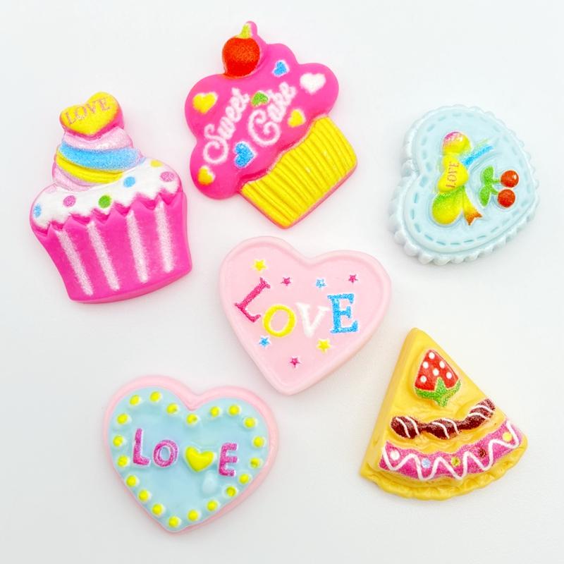 

20Pcs New resin Cute Mini Cake Series Flat Back Cabochon Scrapbooking Hair Bow Center Embellishments DIY Accessories G31