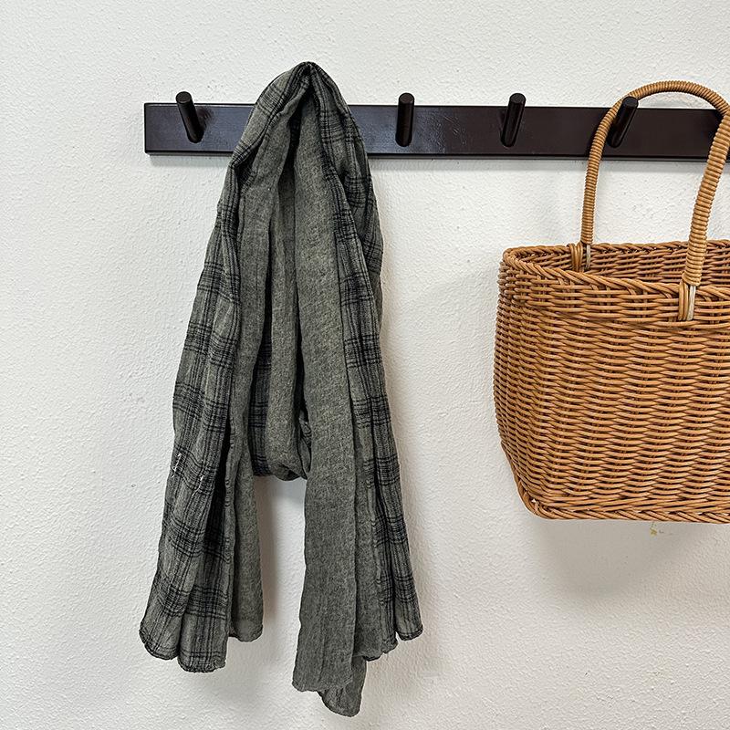Scarf for Women Spring and Autumn Linen Plaid Scarf Enlarged Thin Long Shawl Autumn and Winter
