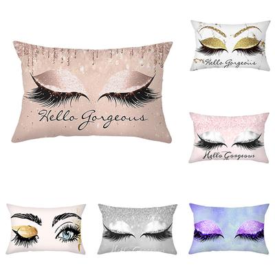 Peach Skin Waist Pillowcase Eyelash Print Cushion Cover Sofa Office Cushion Cover