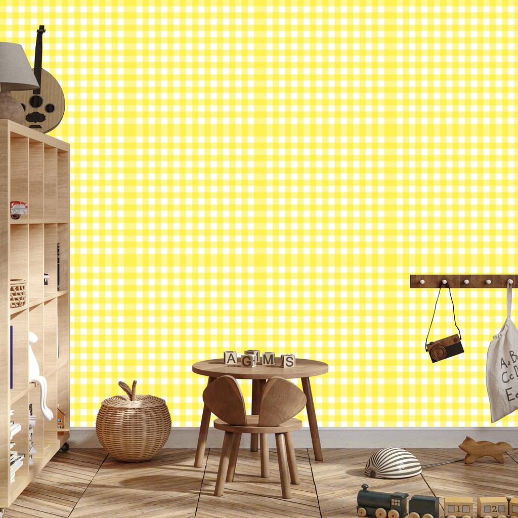 Wallpaper Fabric Pattern Cream, Yellow and White for Living Room and Bedroom 50x1000