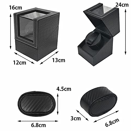 WNJAPAN Watch Winder, Single Automatic Watch Winder, Quiet Operation, Popular Gift, Interior Item, Black Embossed PU Leather, WM-01KU