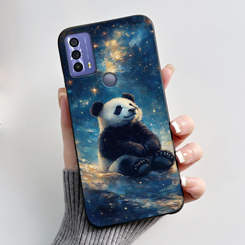 Phone Funda For TCL 20B 20Y 20E Case Aesthetic Cute Cat Astronaut Black Soft Silicone TPU Capa for TCL 20E 20Y 20B Back Cover