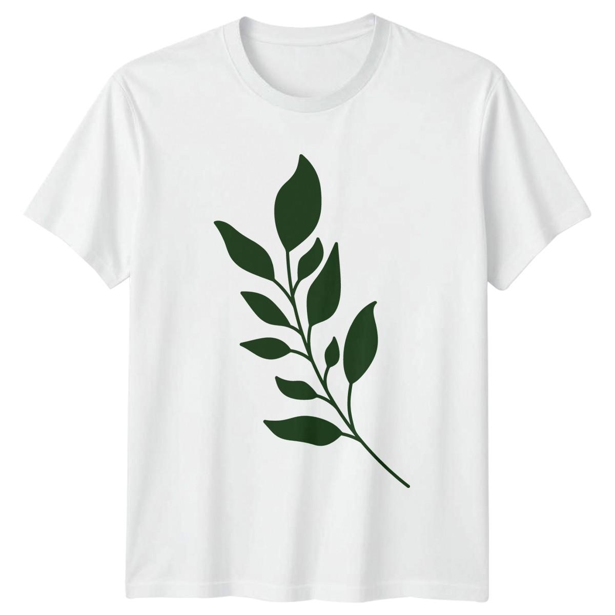 Hand Drawn Green Leaves Branch T-Shirt Botanical Birthday Gift For Him And Her XXXXL