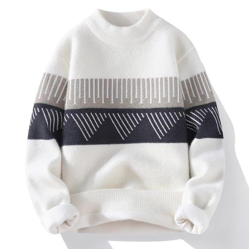 Men's Half-High Neck Mink Velvet Sweater: Autumn/Winter Thickened Knit Base Layer