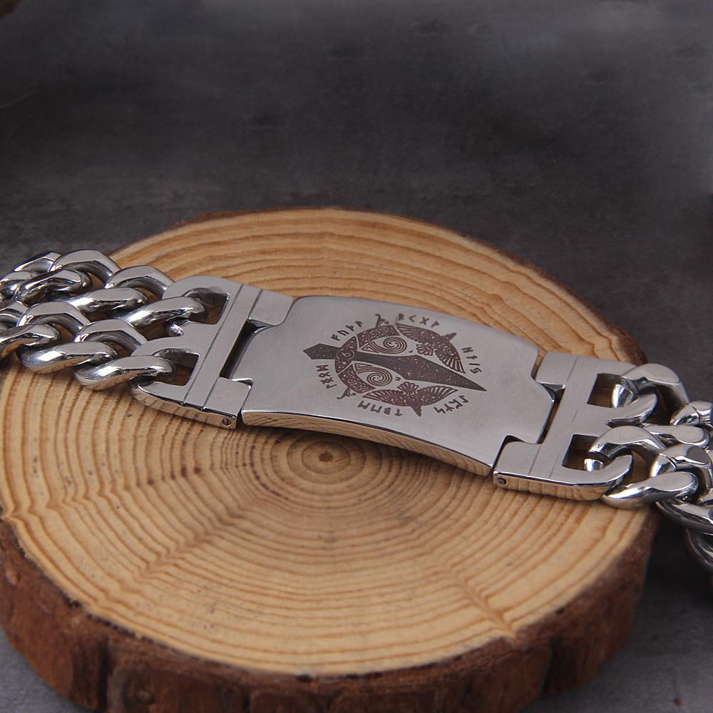 24mm Wide 8.26-inch Stainless Steel Shiny Strip ID Double Chain Men s and Women s Bracelet no box